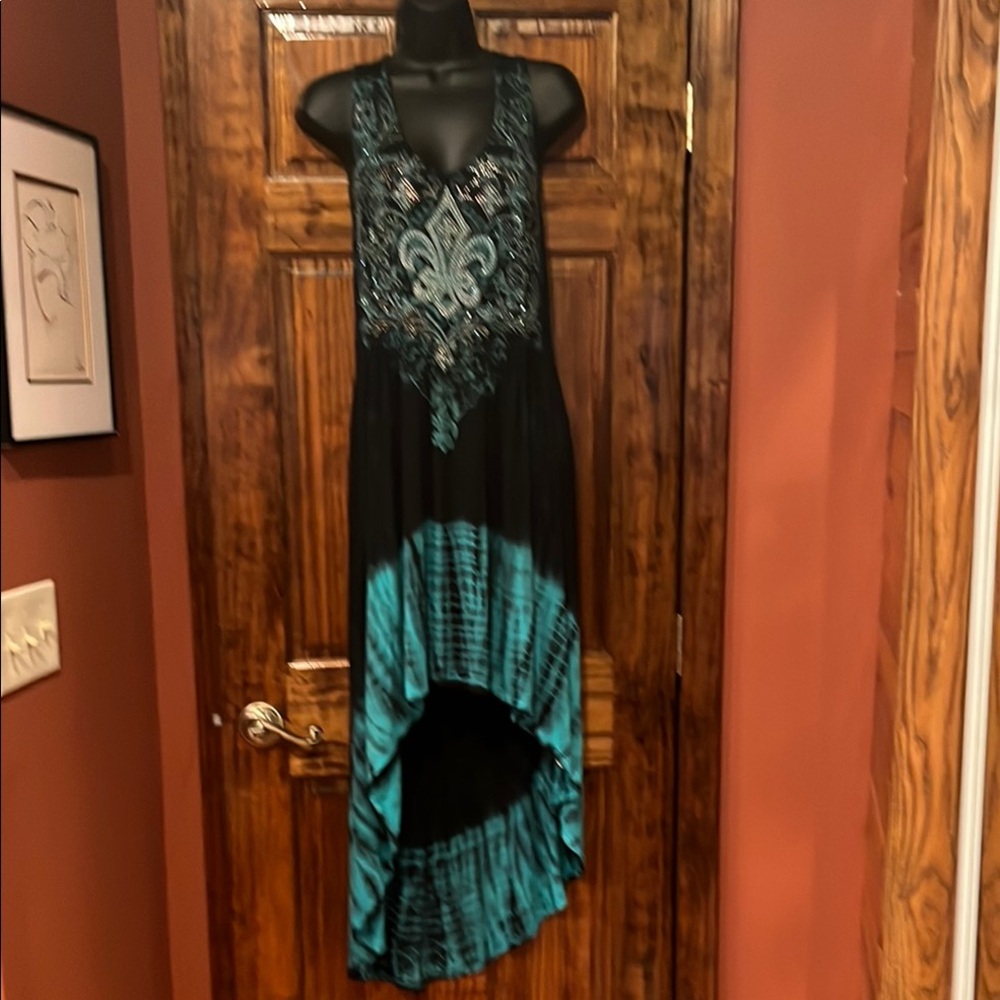 Vocal Black and Teal High-Low Dress - Picture 9 of 14